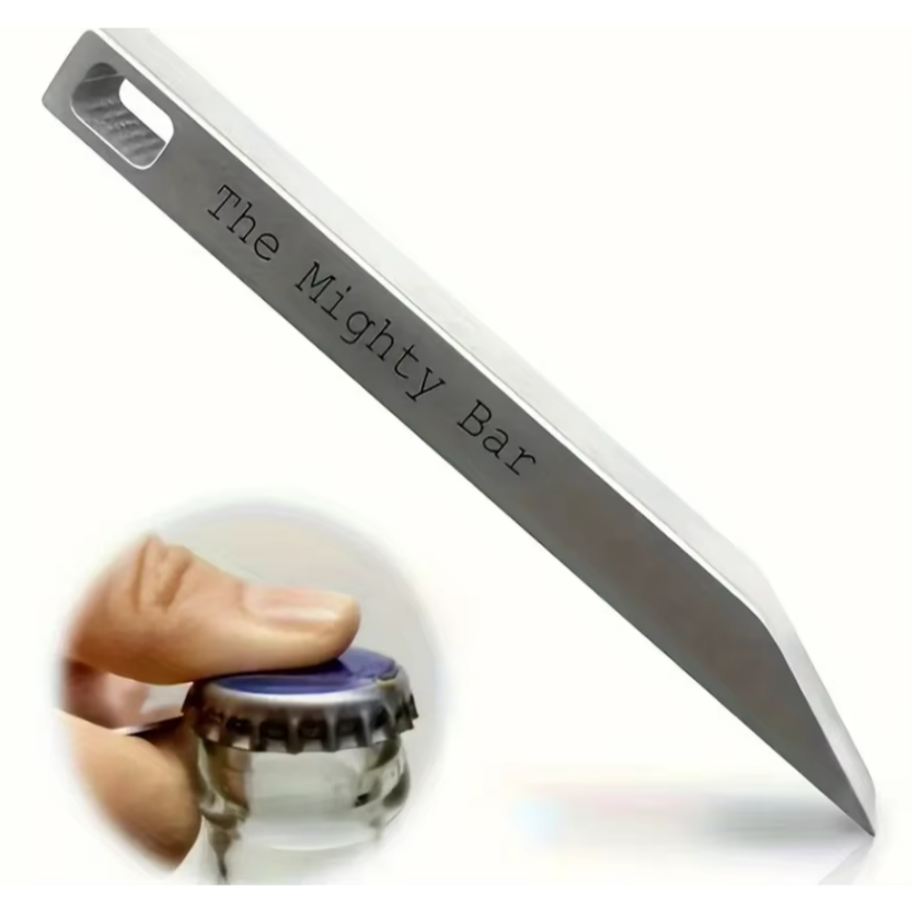 Edc Carry Knife - มีดพกพาและที่เปิดขวด Mighty Bar - พวงกุญแจสแตนเลสสตีลแบบหนาพิเศษ, อุปกรณ์อเนกประสงค์