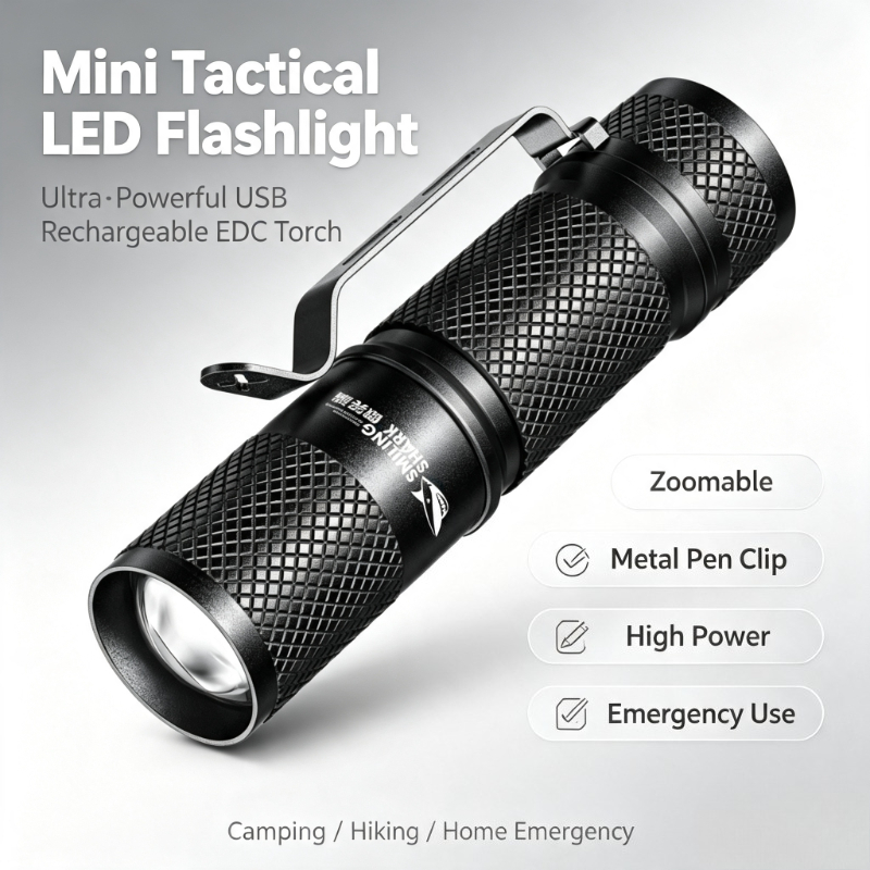 Edc Carry Flashlight - SMILING SHARK ไฟฉาย LED ขนาดเล็กพลังสูงพิเศษ แบบยุทธวิธี
