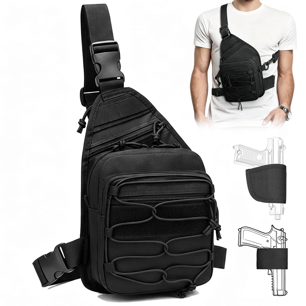 Edc Carry Pistols - กระเป๋าเก็บปืนพกยุทธวิธี กระเป๋าซ่อนปืนพกพร้อมซองปืน กระเป๋าปืนพกแบบเข้าถึงได้รวดเร็ว กระเป๋าคาดหน้าอก EDC