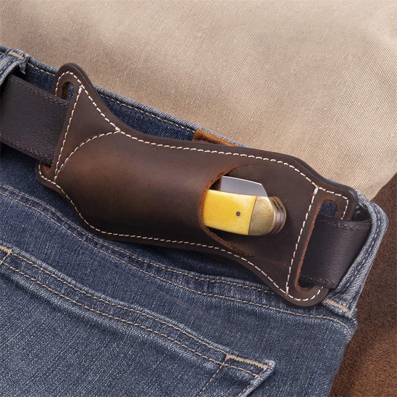 Leather Edc. Carry Pouch - ซองมีด EDC หนังแท้ สำหรับพกพาแบบคาดเอว – ห่วงเข็มขัด