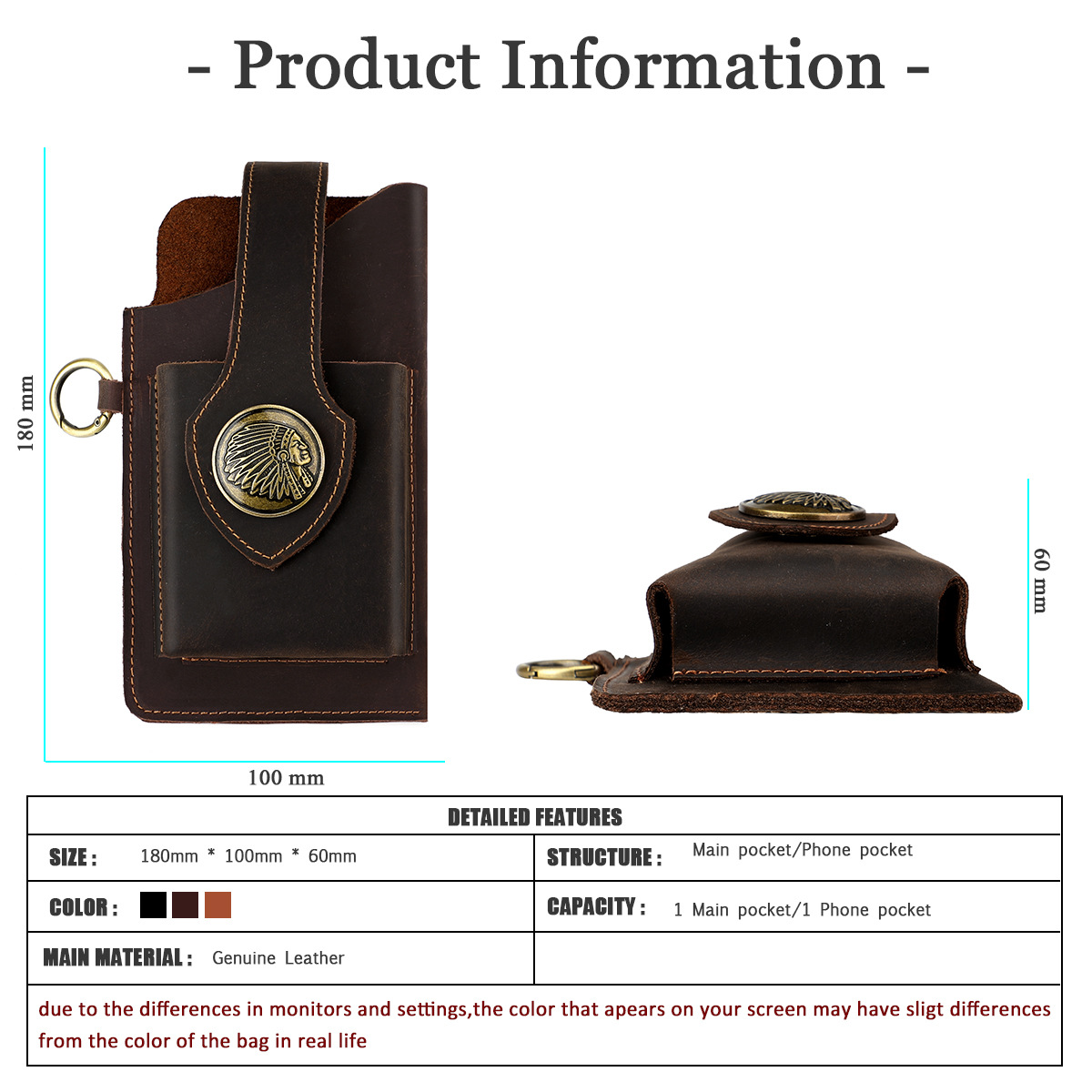 กระเป๋าใส่โทรศัพท์แบบมีห่วงเข็ - Leather Edc. Carry Pouch บทวิจารณ์และราคา